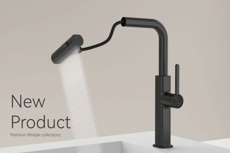 Flying Rain Black Kitchen Faucet KF03037-MB