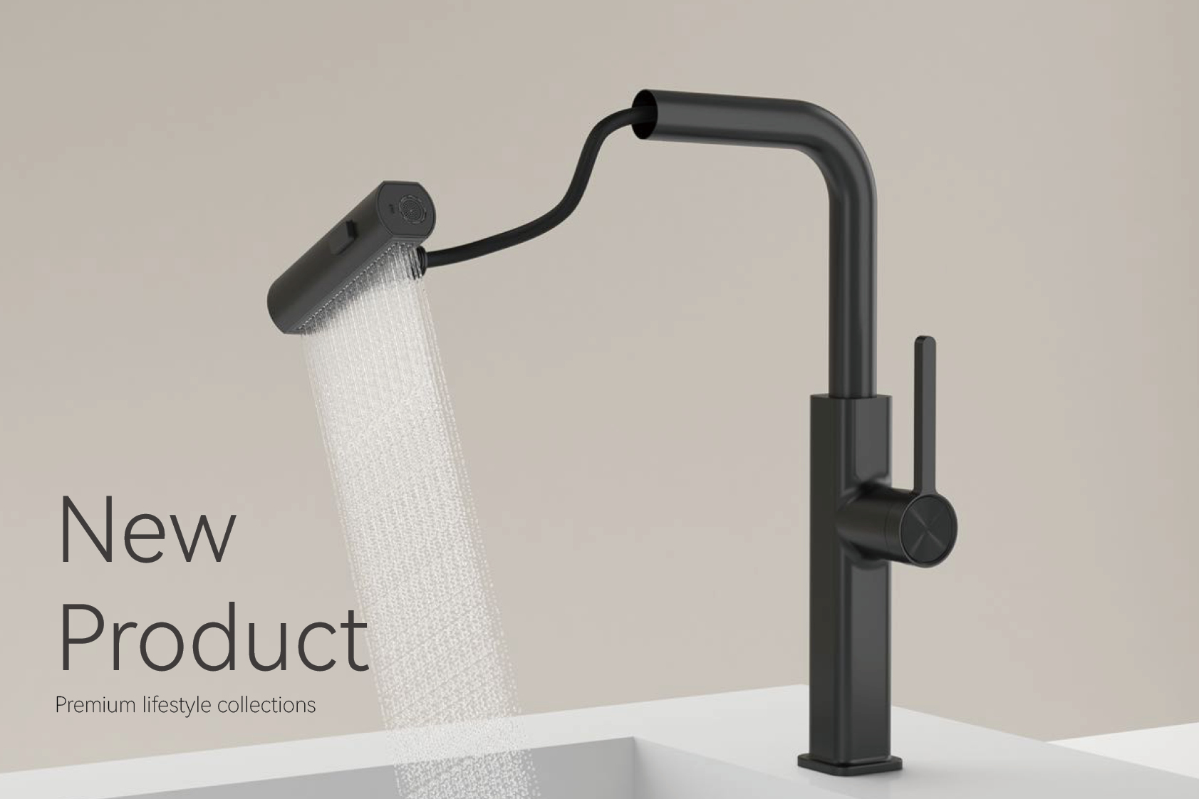 Flying Rain Black Kitchen Faucet KF03037-MB
