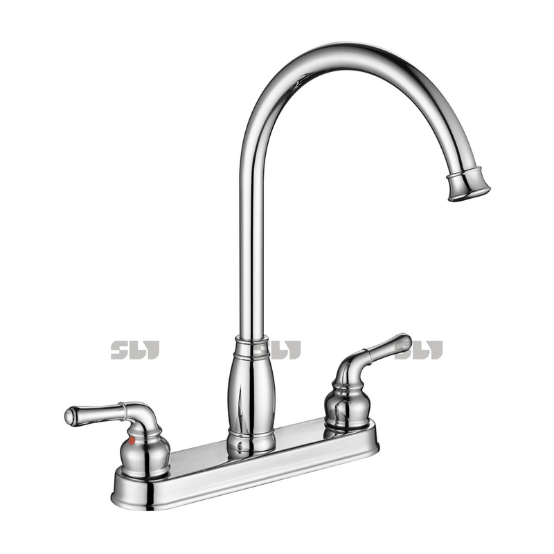 Sly Chrome Sink Dual Hondles Hot Bold Water Kitchen Faucets 