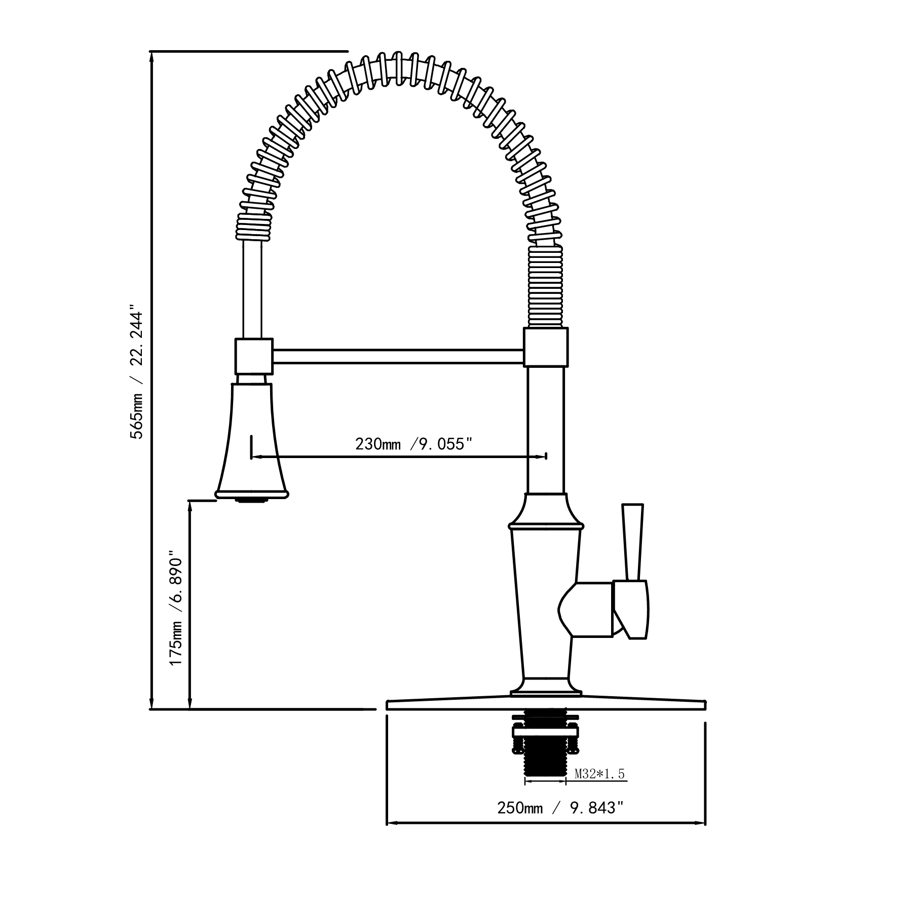 صنبور المطبخ مع البخاخ المنسدلة