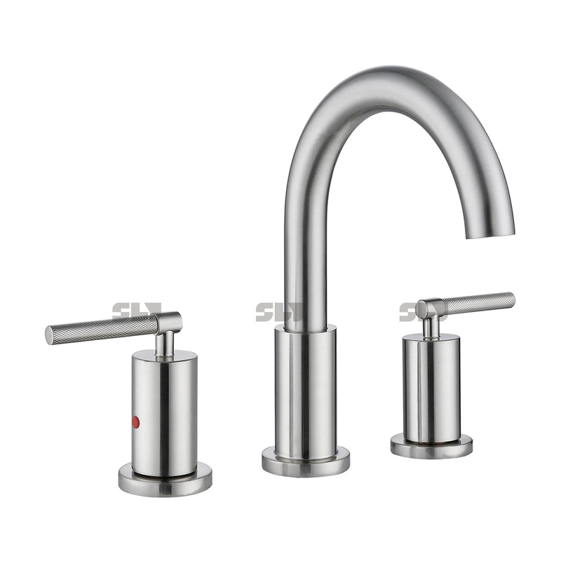 Sly Matte Black Brass Modern Wash Face Basin Faucet على نطاق واسع النحاس 2 خلاط خلاط الحمام 3 حفرة الحوض المرحاض