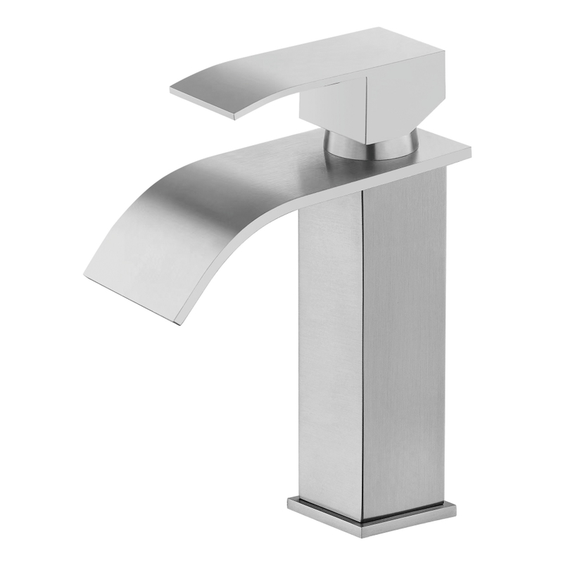 Sly Matte Black Waterfall Spout Spout Batucet مقبض واحد الحمام الغرور بالوعة صنبور