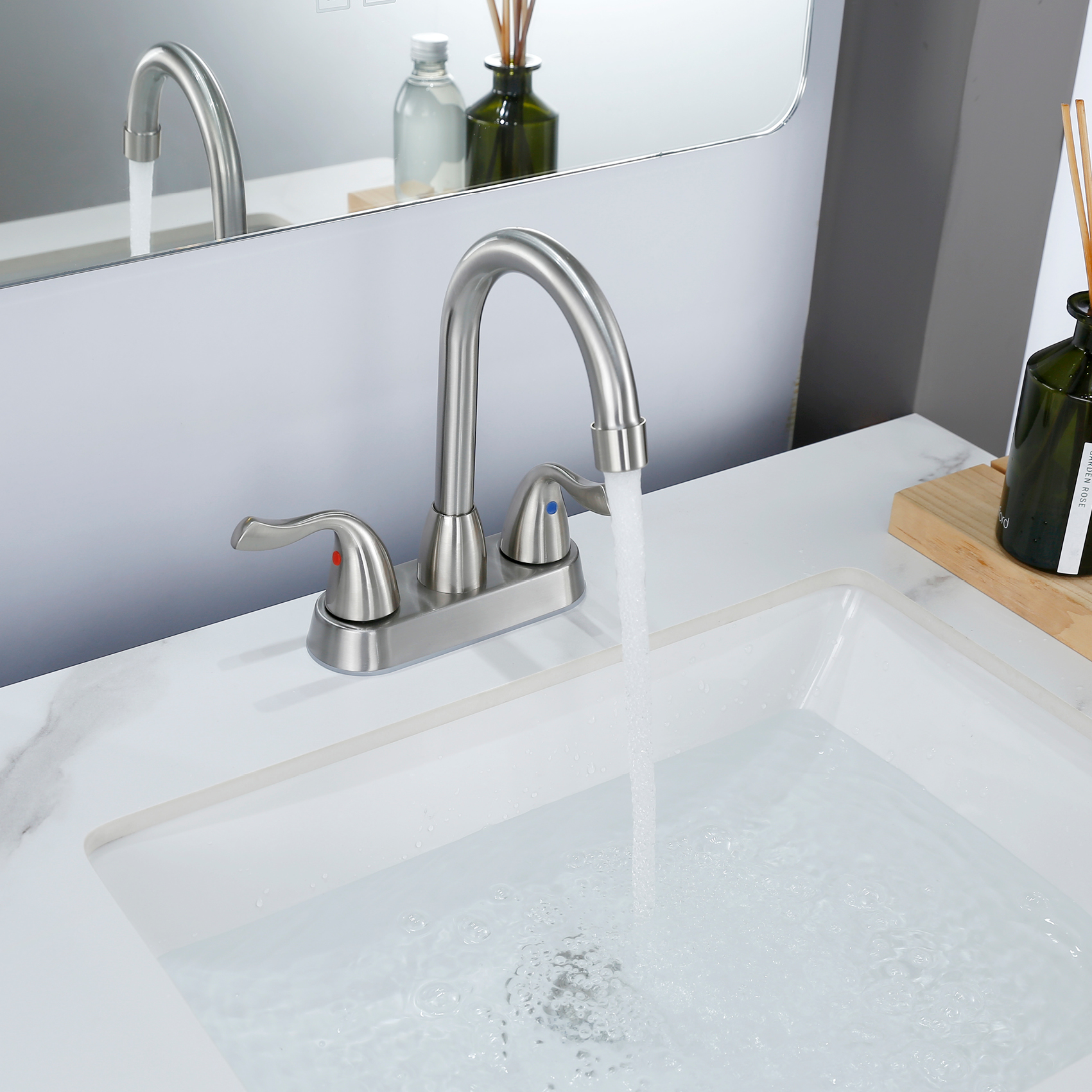 SLY NEW CANTERSETET BASIN TWO HOADE CHROME HOURTH FAUCET