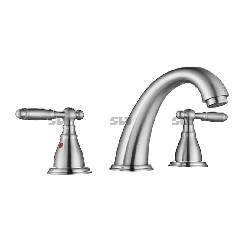 Sly Double Handle 3 Hole Faucet Commercial Wash Sink Faucet