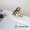 Sly PPA Rose Gold Waterfall Design الحمام مغسلة مثبتة على ثقب واحد خلاطات حوض يدوية وجبات صنابير صنبور صنبور