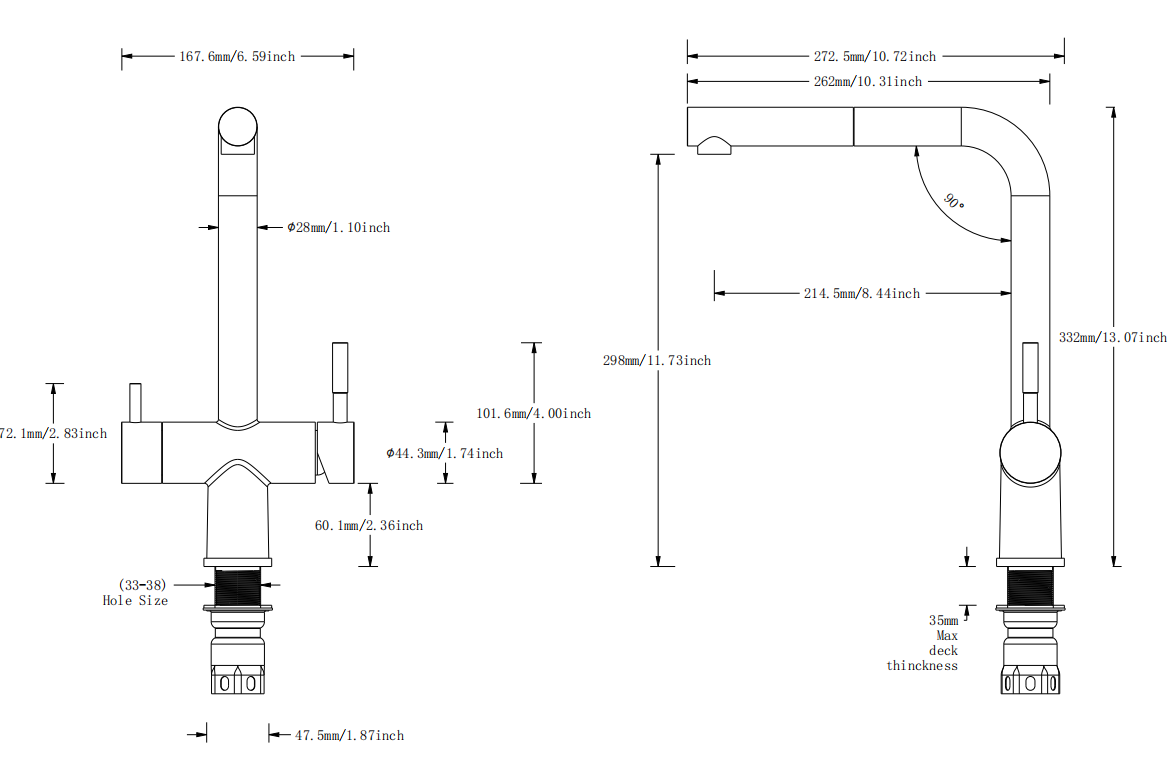 صنبور المطبخ مع بخاخ جانبي