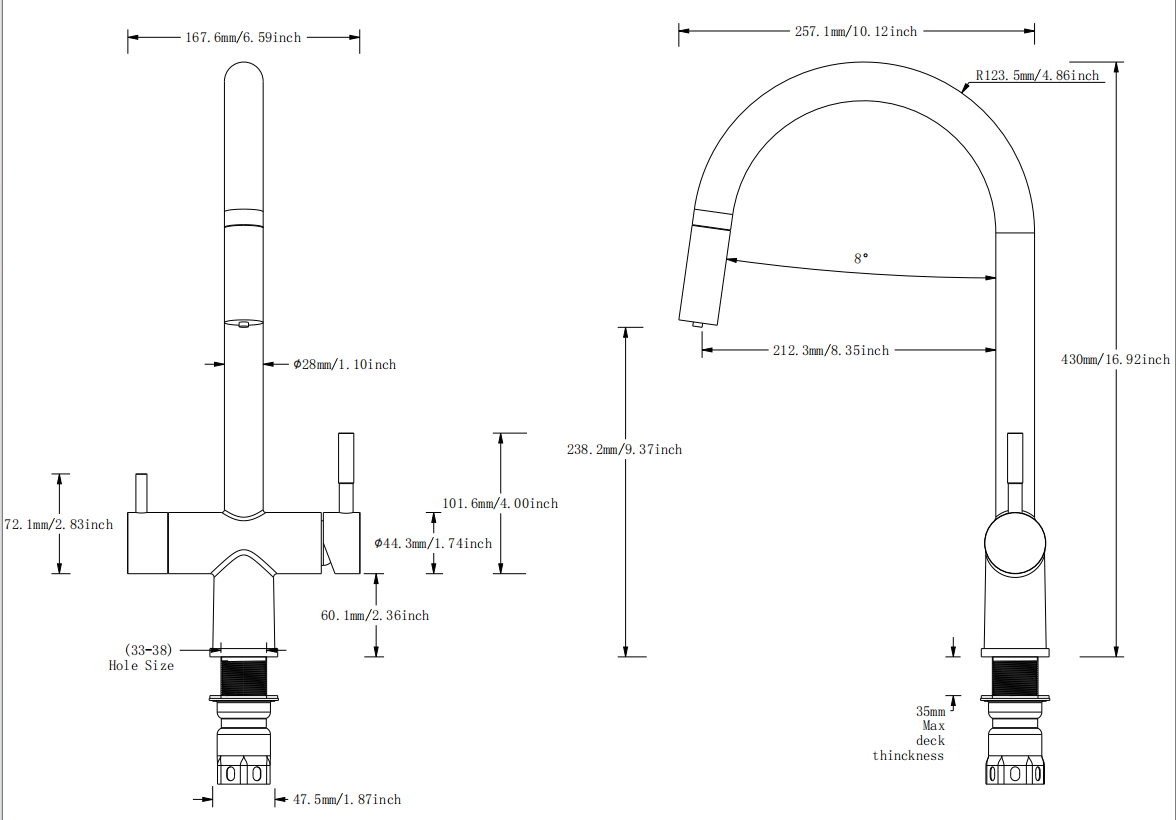 2 مقبض صنبور المطبخ