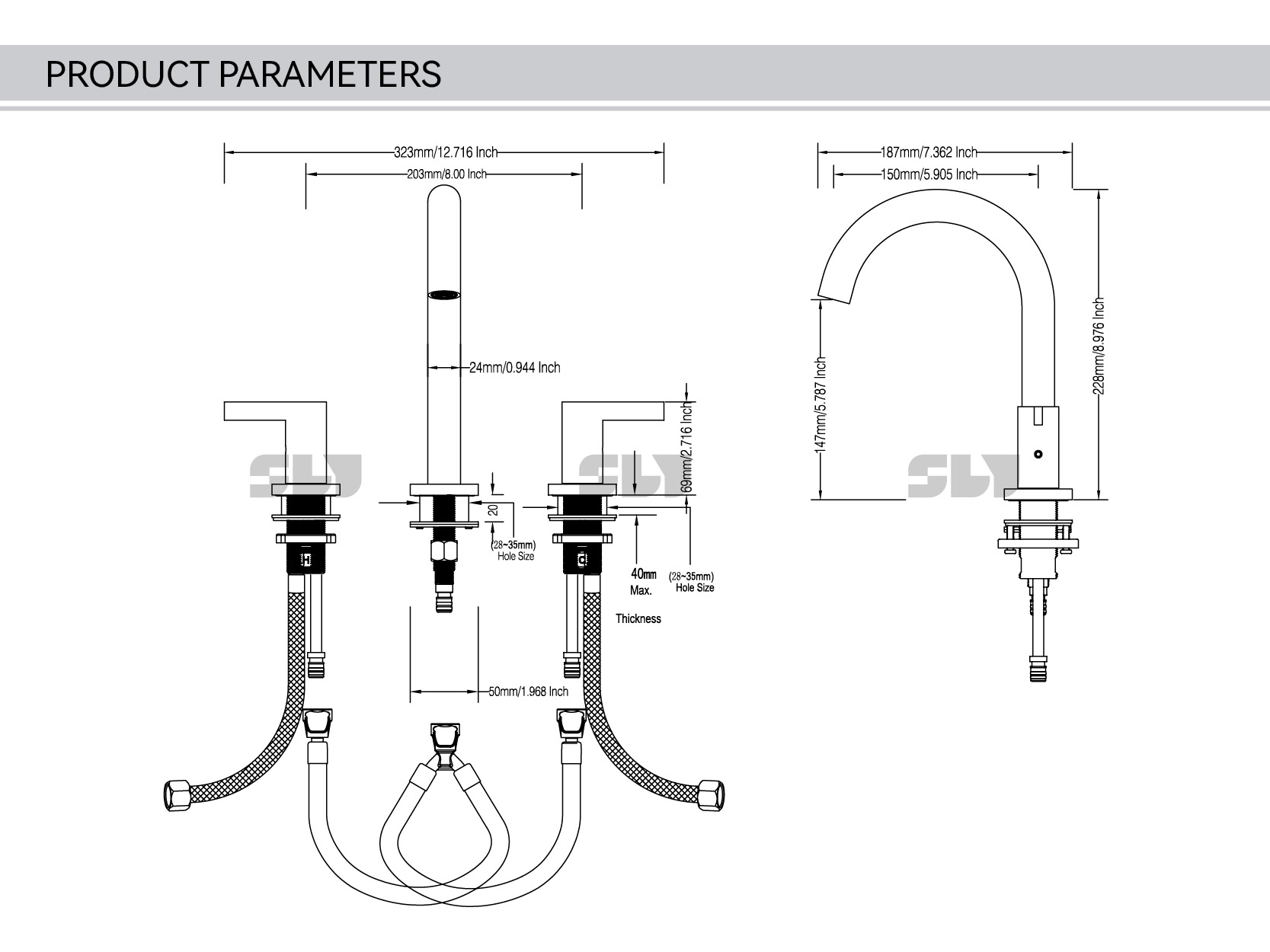 3 فتحات صنبور الحمام