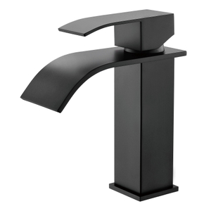 Sly Matte Black Waterfall Spout Spout Batucet مقبض واحد الحمام الغرور بالوعة صنبور