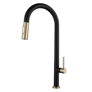 Sly Matte Black سحب البخاخ صنبور المطبخ المنسحب أسفل المطبخ بالوعة خلاط صنبور الماء البارد الساخن مرن