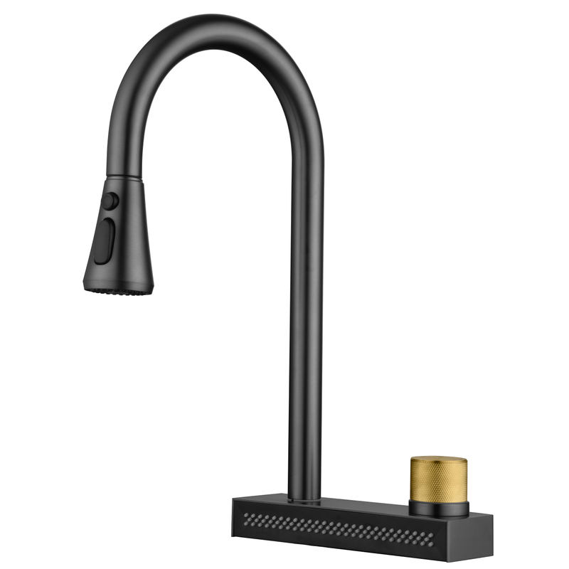 Sly Matte Black سحب صنبور المطبخ المنسحب لأسفل بخاخ
