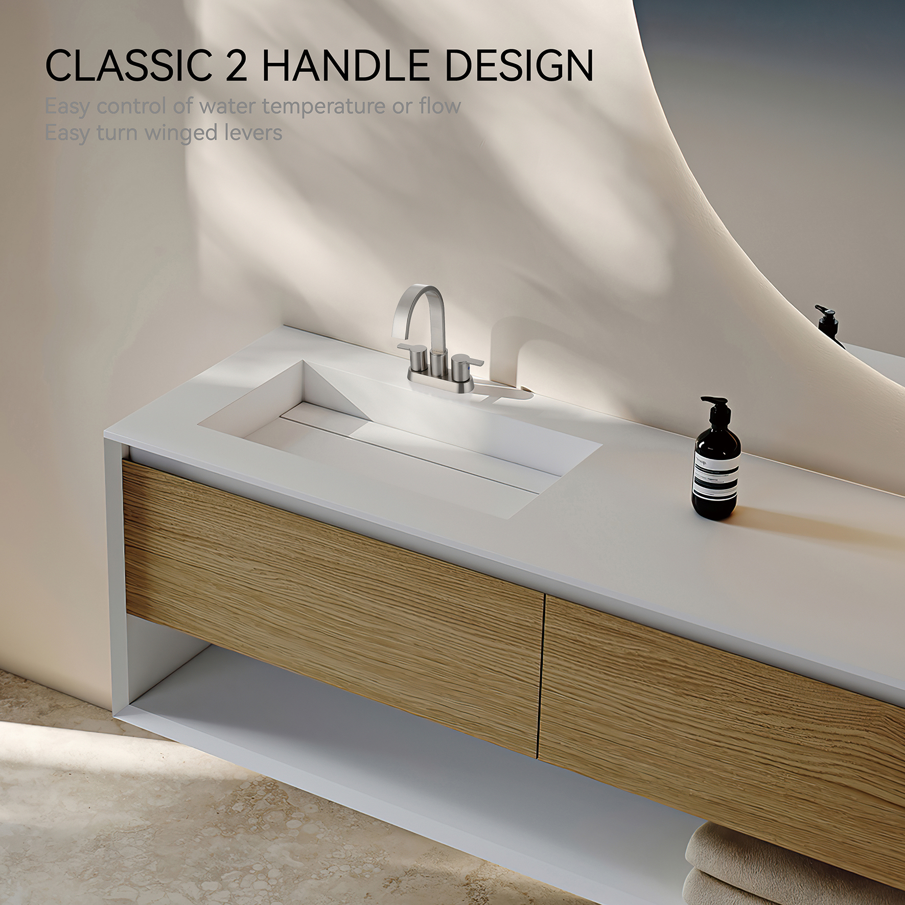 Sly مصبوبة بالنيكل الحديثة بالوعة الحمام الحمام Washbasin 3 فتحة الحمام صنبور