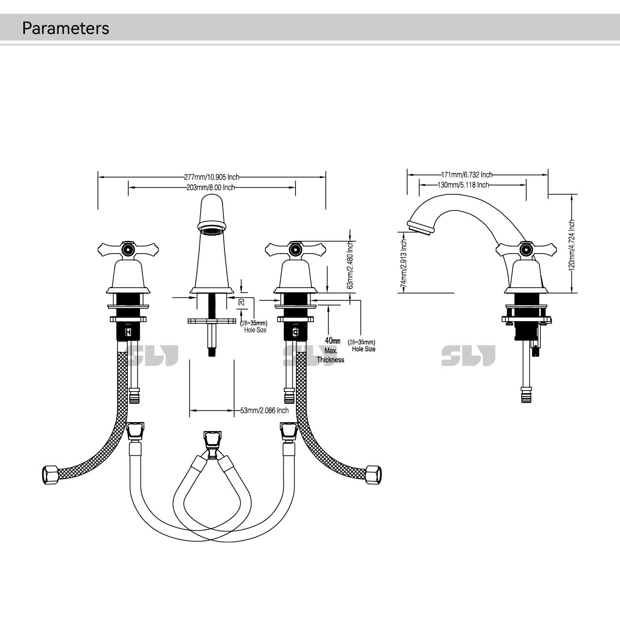 4 بوصة صنابير الحمام المنتشرة