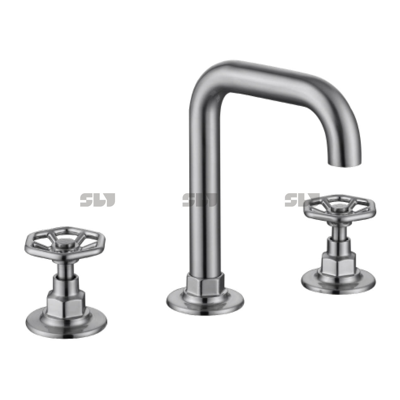 Sly Sink Faucet 3 Hole Deck Mount مقبض مزدوج مقبض ساخن وبارد صنبور