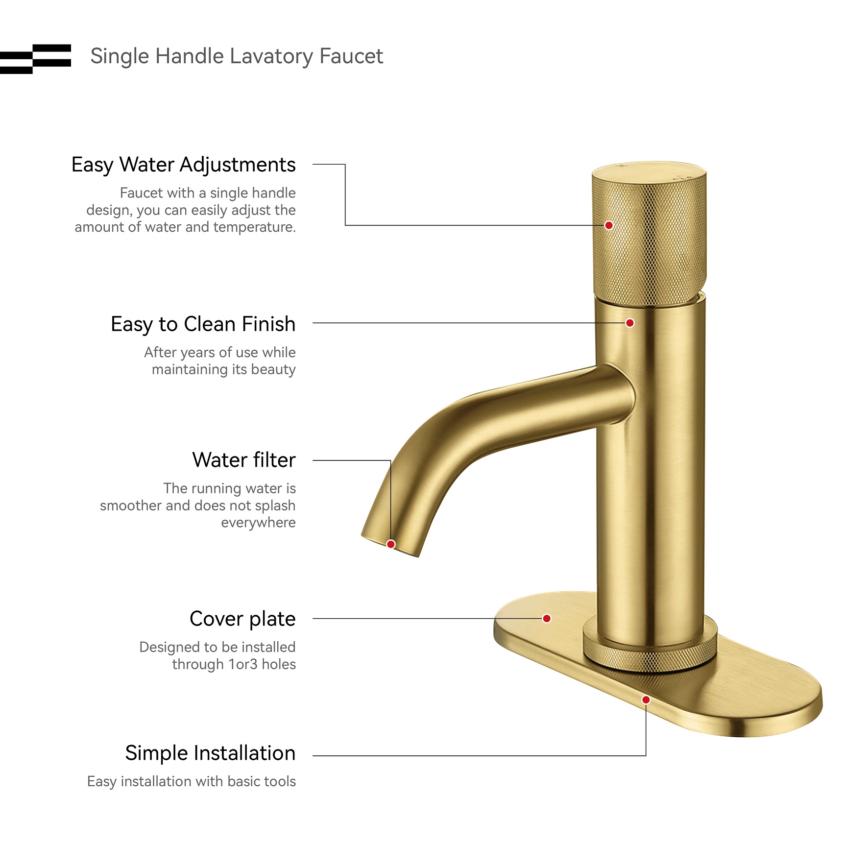 صنبور الحمام بمقبض واحد