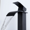 Sly Matte Black Waterfall Spout Spout Batucet مقبض واحد الحمام الغرور بالوعة صنبور