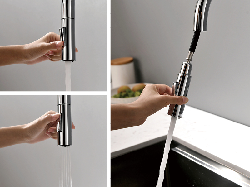 صنابير المطبخ الفاخرة مع بخاخ منسدل