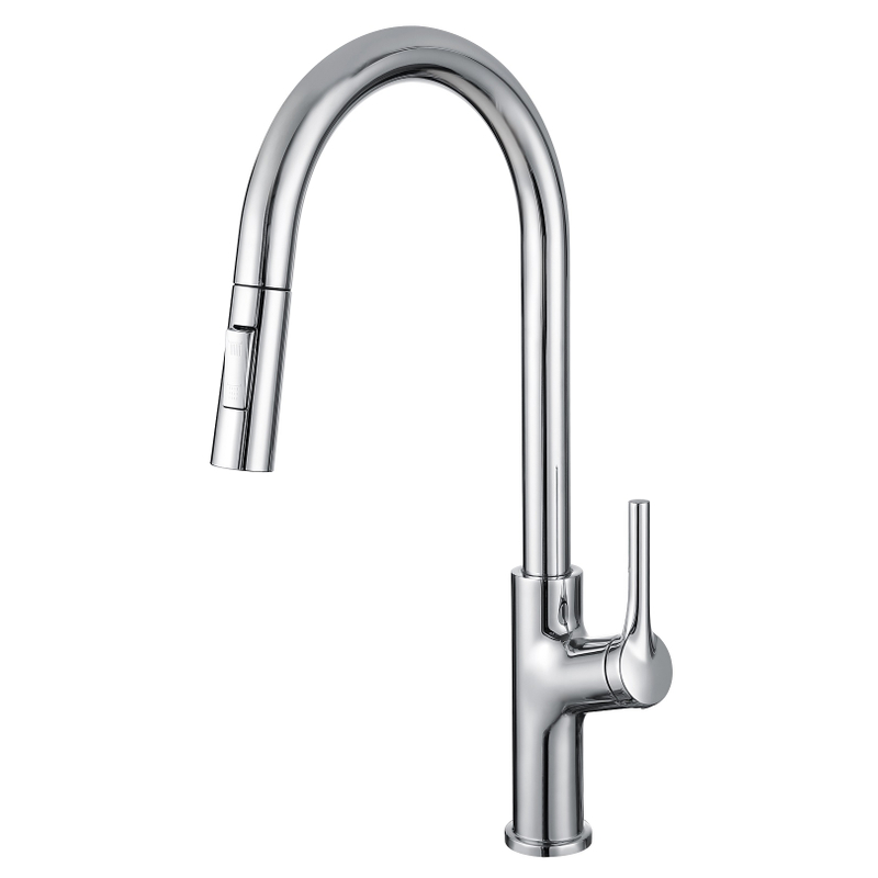 Sly Chrome Sink Faucet مع جدار البخاخ جبل جبل سحب صنبور المطبخ