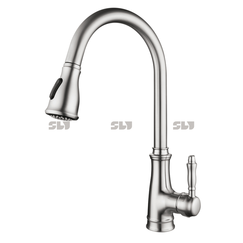 Sly New Modern Modern 304 صنابير المطبخ الفولاذ المقاوم للصدأ سحبت الخروج إلى أسفل المطبخ الخلاط بالوعة صنبور الحنفيات المطبخ