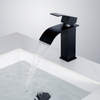 Sly Matte Black Waterfall Spout Spout Batucet مقبض واحد الحمام الغرور بالوعة صنبور
