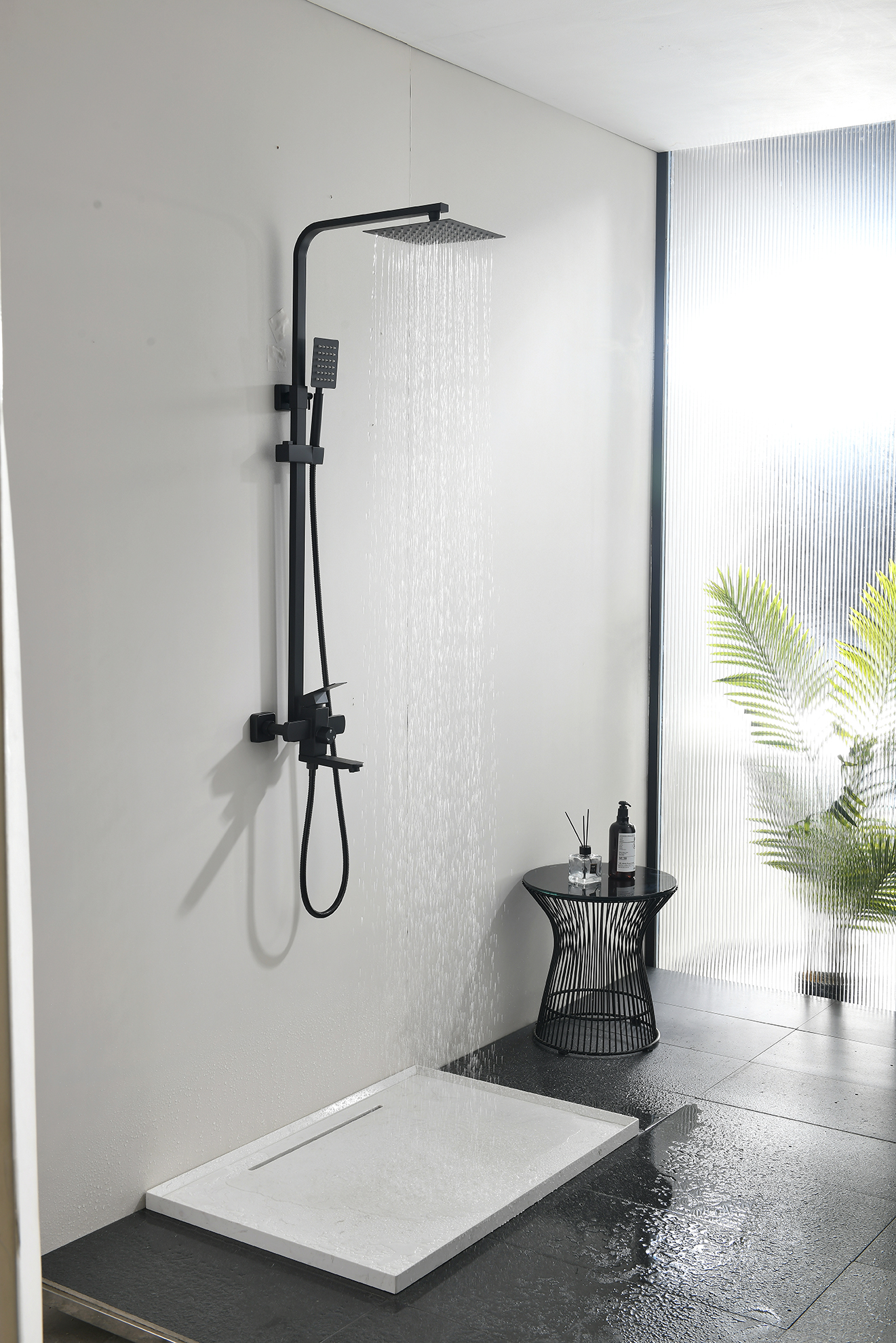 Samliyu 3-Functions Matte Black Bathrate Set Outdoor Suster Expros