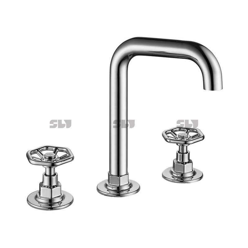 Sly Sink Faucet 3 Hole Deck Mount مقبض مزدوج مقبض ساخن وبارد صنبور