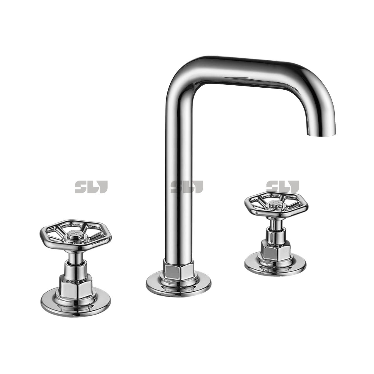 Sly Sink Faucet 3 Hole Deck Mount مقبض مزدوج مقبض ساخن وبارد صنبور